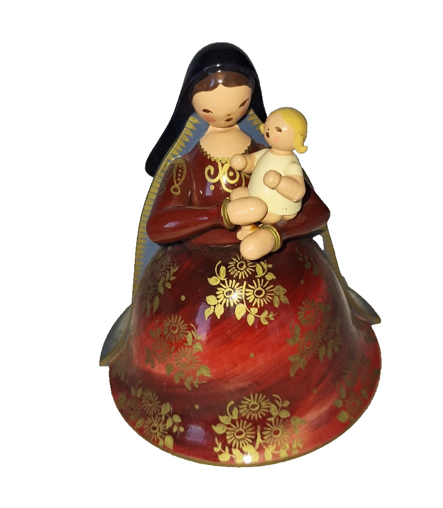 VINTAGE WENDT KUHN ERZGEBIRGE WOODEN MADONNA W/ CHILD FIGURINE RARE $64.99