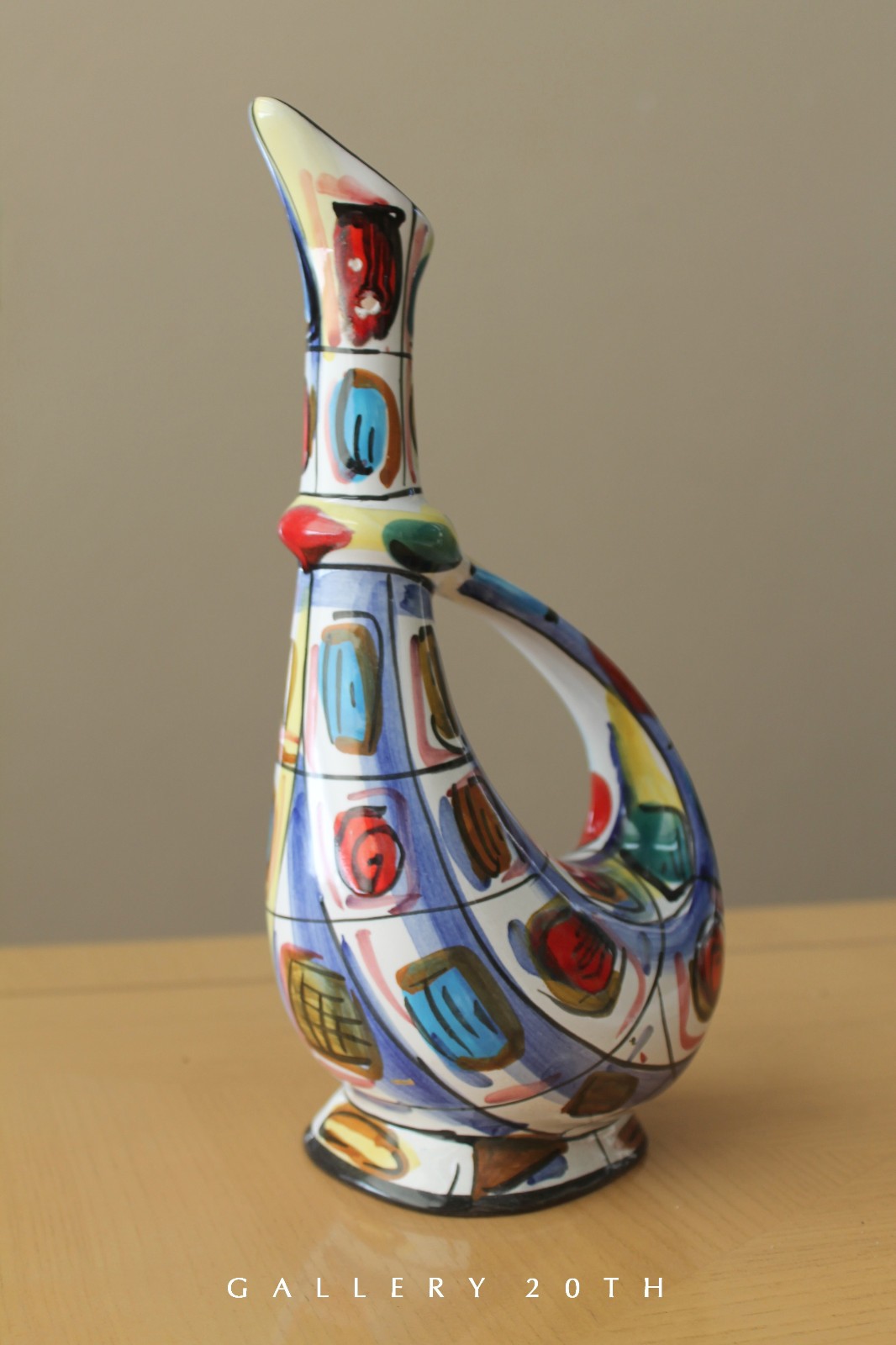STYLISH MID CENTURY MODERN ITALIAN VASE POTTERY 50\'S 60\'S ORIG ART VTG ATOMIC