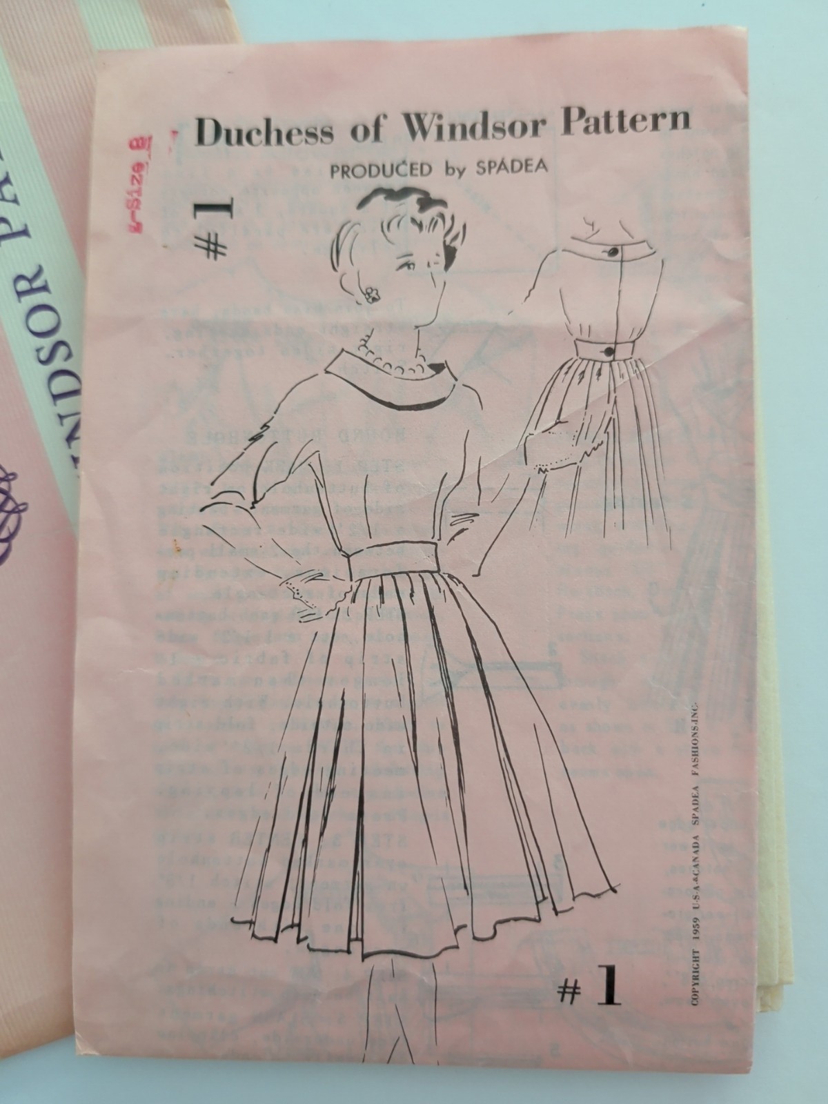 Vtg SPADEA Duchess Of  Windsor Pattern 1959 Dress #1#1 Size 8 Bias Cut Boat Neck