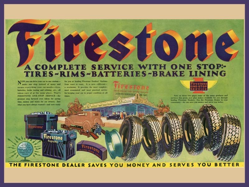 1934 Firestone Tires & Automotive Products New Metal Sign: 12x16\