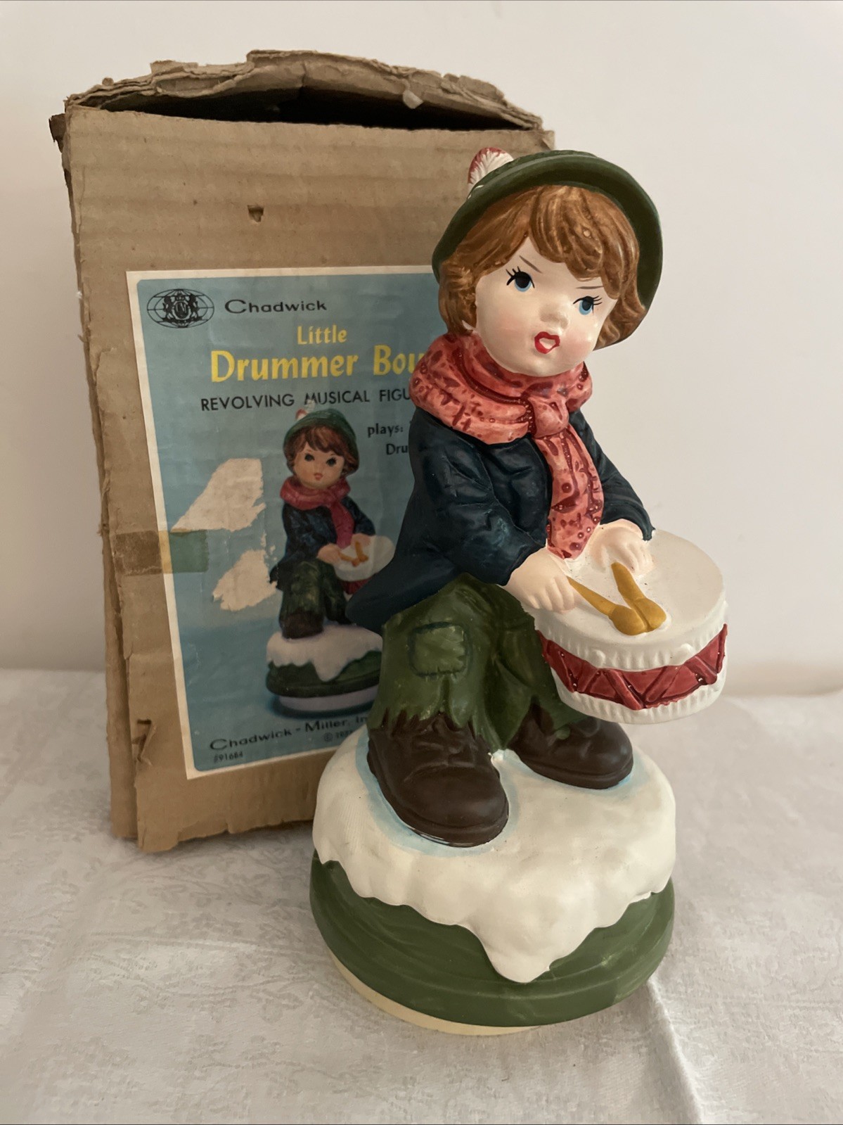 VTG Chadwick 1972 Sankyo Japan Music Box Musical Figurine 8” Little Drummer Boy
