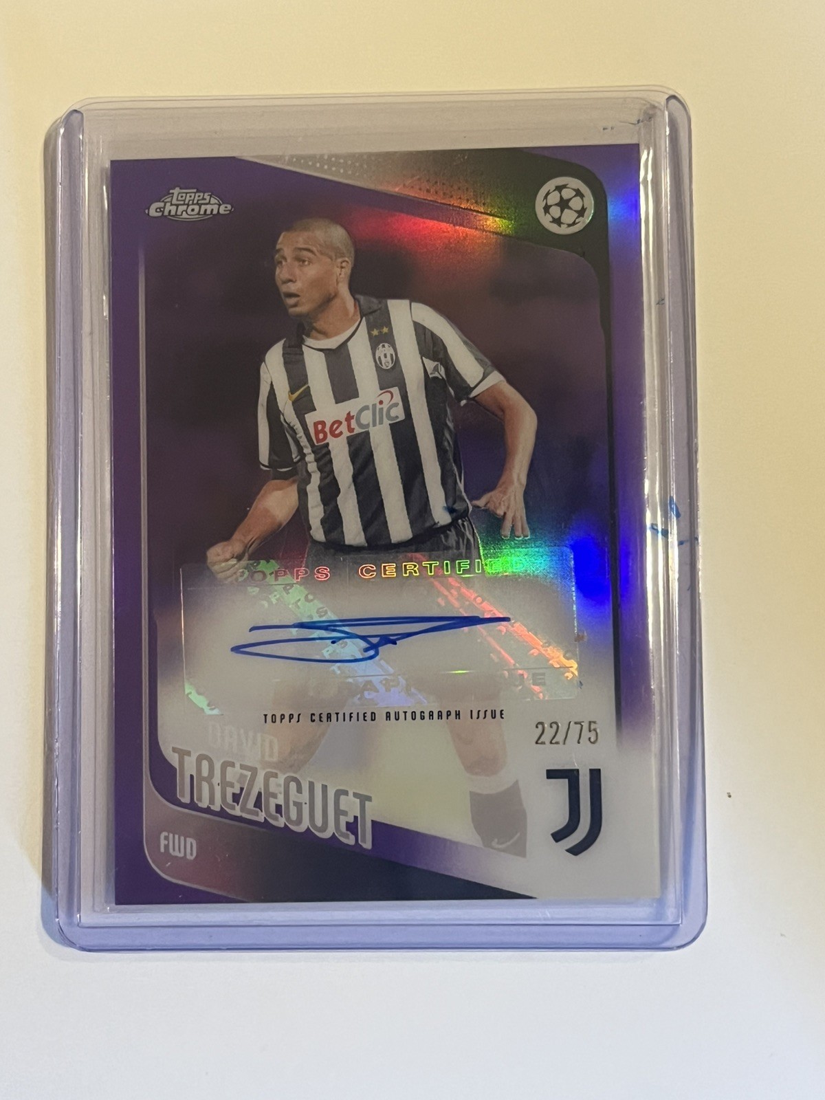 2025-26 Topps Chrome UEFA David Trezeguet Legends Auto Purple Refractor #/75