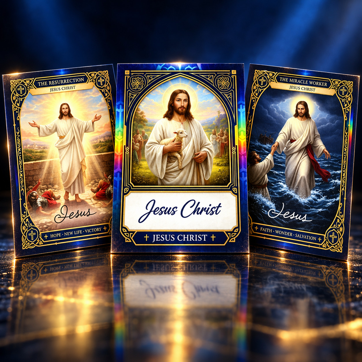 RARE JESUS CHRIST RELIGIOUS TRADING CARDS LOT OF 3 RESURRECTION MIRACLE WORKER