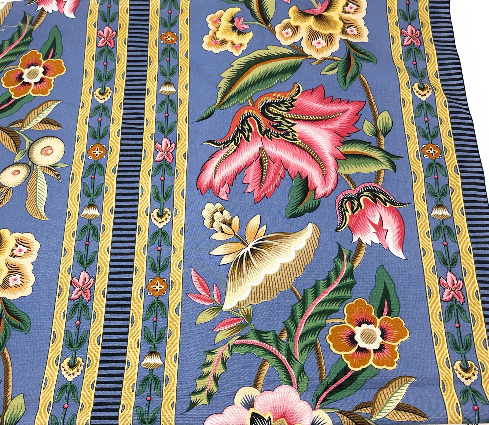 Premium Pierre Deux French Country Floral Stripe Periwinkle Fabric 3 YDS 40x112