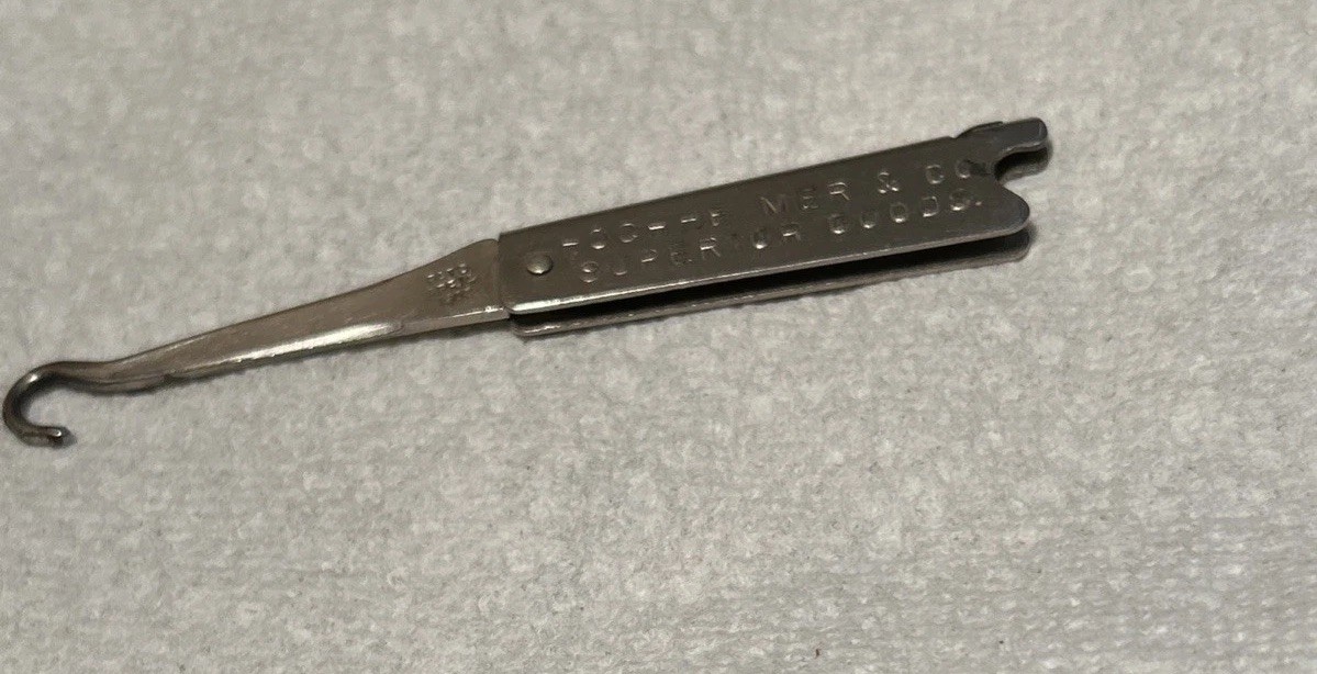 VTG Boot Button Hook Folding Advertising patd 1903 Hochheimer Of Bakersfield CA