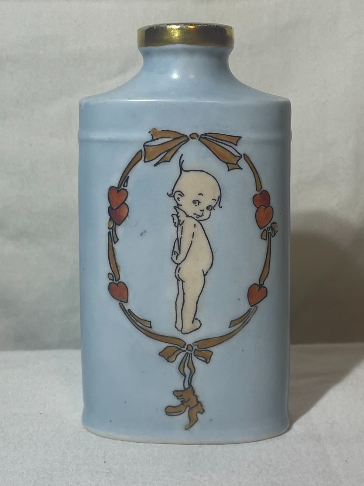 Hand-Painted Porcelain Kewpie Talcum Shaker Jar 1918 Austria