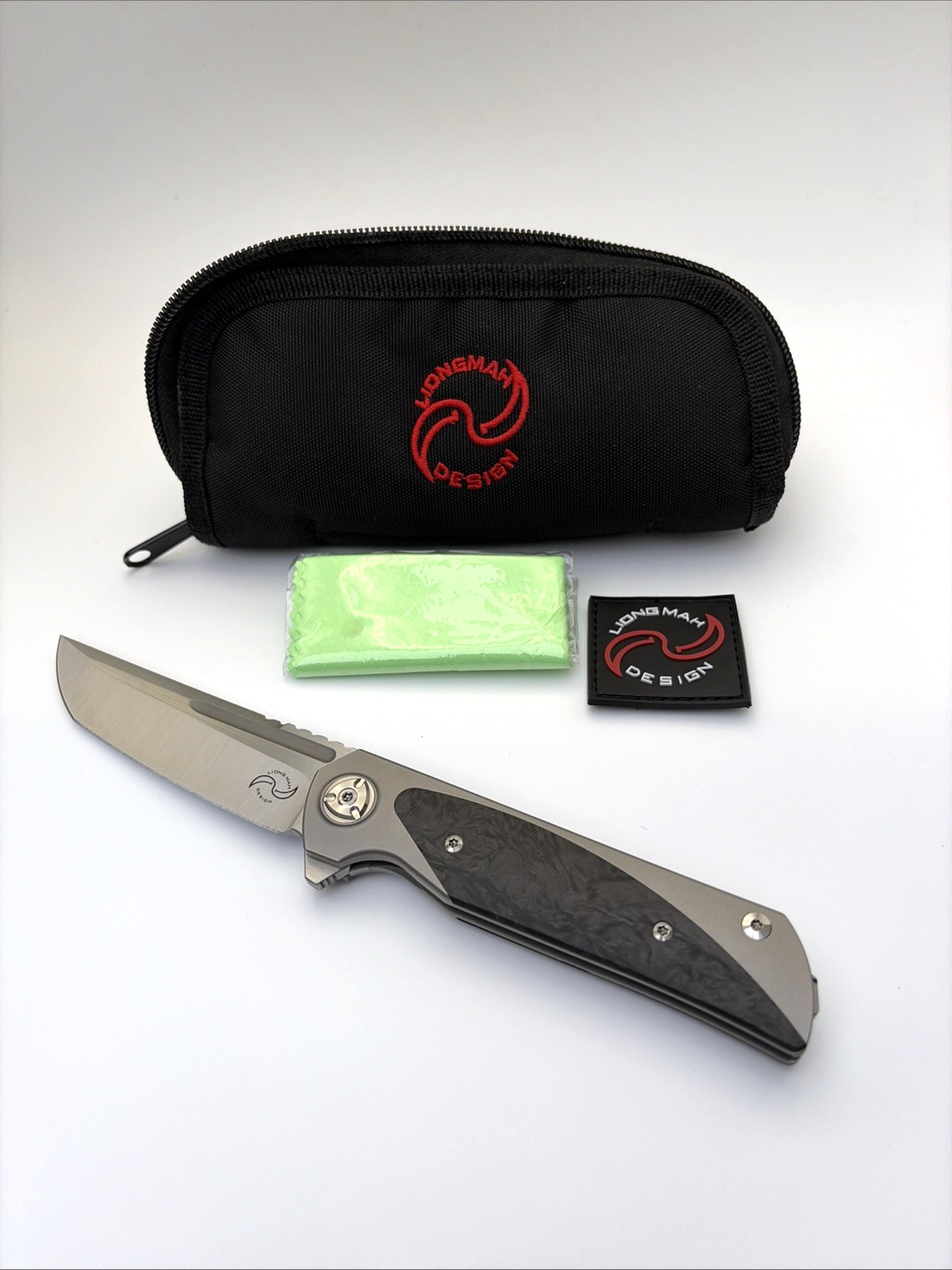 Liong Mah Design Warrior Two V2 Folding Flipper Knife - Marble CF - New In Box