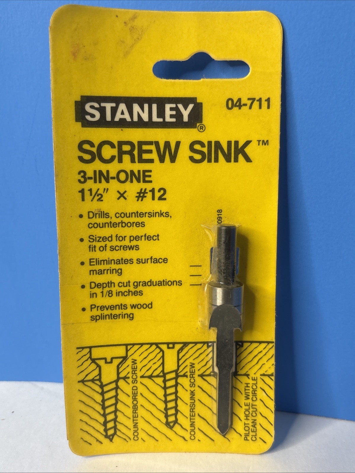 VTG 1986 Stanley Screw Sink 3-In-One 04-711 1-1/2