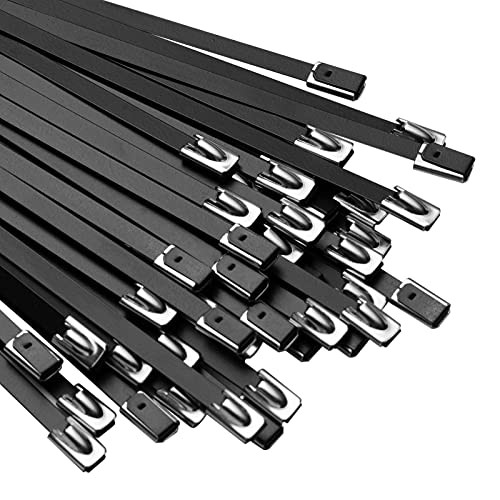 Zip Ties Made of Metal Ties Premium Heavy Duty Stainless 11.8 in 30 Black