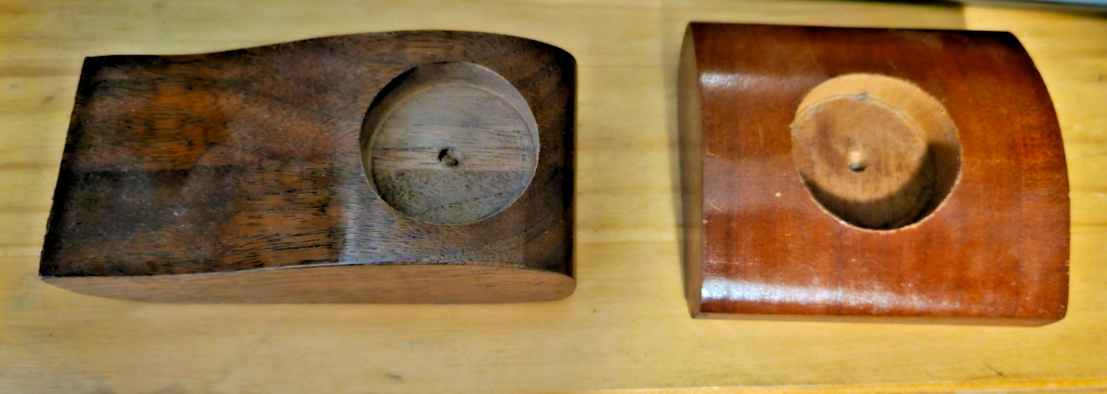 Vintage Mid Century Wooden Candle Holders Set of 2