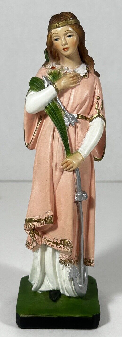 St. Philomena Statue Patron Saint of Infants, Babies, Youth, Pink Girl Arrow