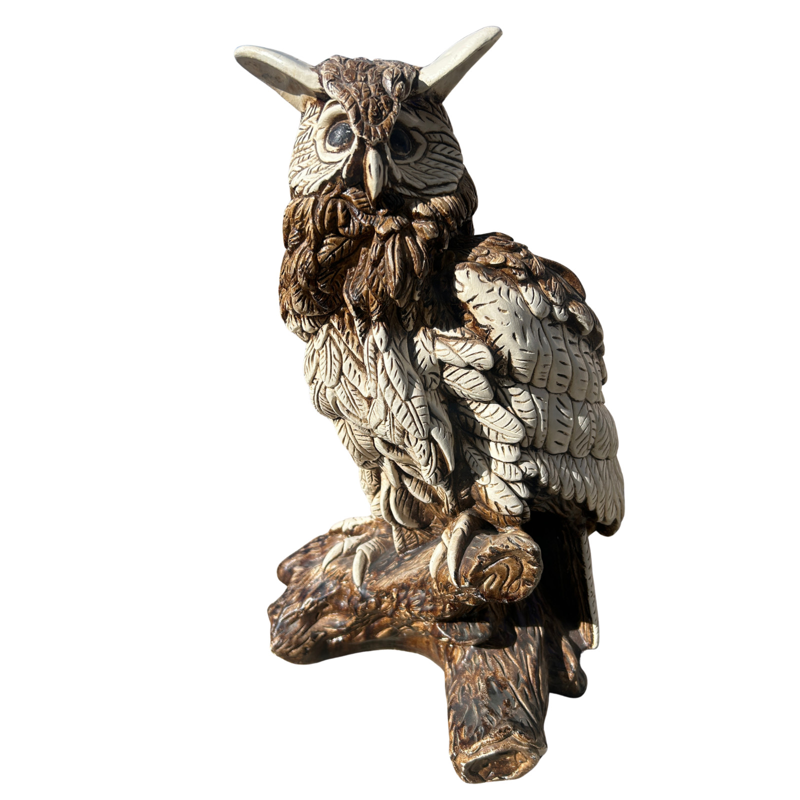 Vintage Great Horned Owl Chalkware Statue Mexico 25
