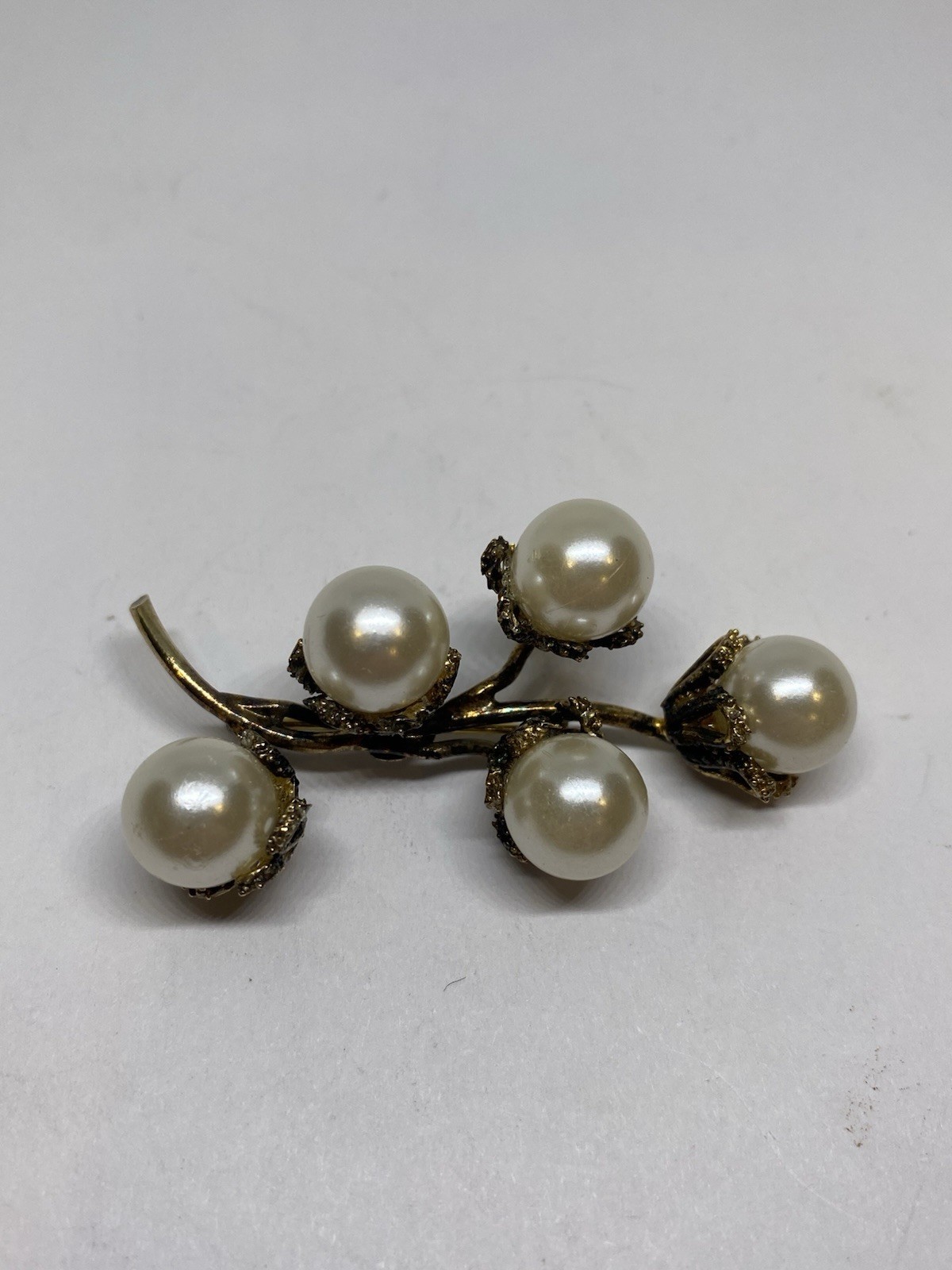 9.7g DANECRAFT STERLING SILVER VERMEIL FAUX PEARL VINTAGE PIN BROOCH STAMPED 9.7g DANECRAFT STERLING SILVER VERMEIL FAUX PEARL VINTAGE PIN BROOCH STAMPED