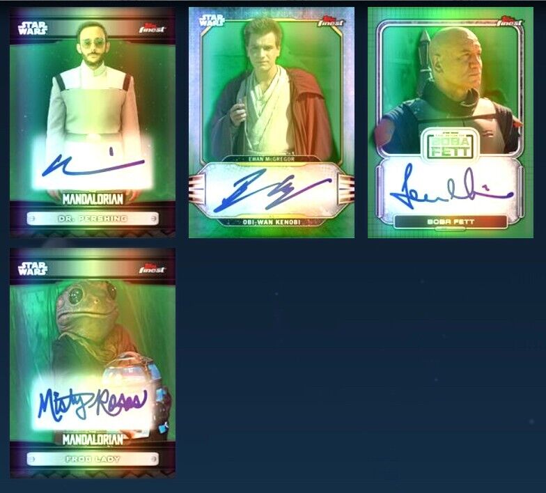 TOPPS STAR WARS CARD TRADER TOPPS FINEST CHROME GREEN WORKBENCH SIGNATURE SET W2
