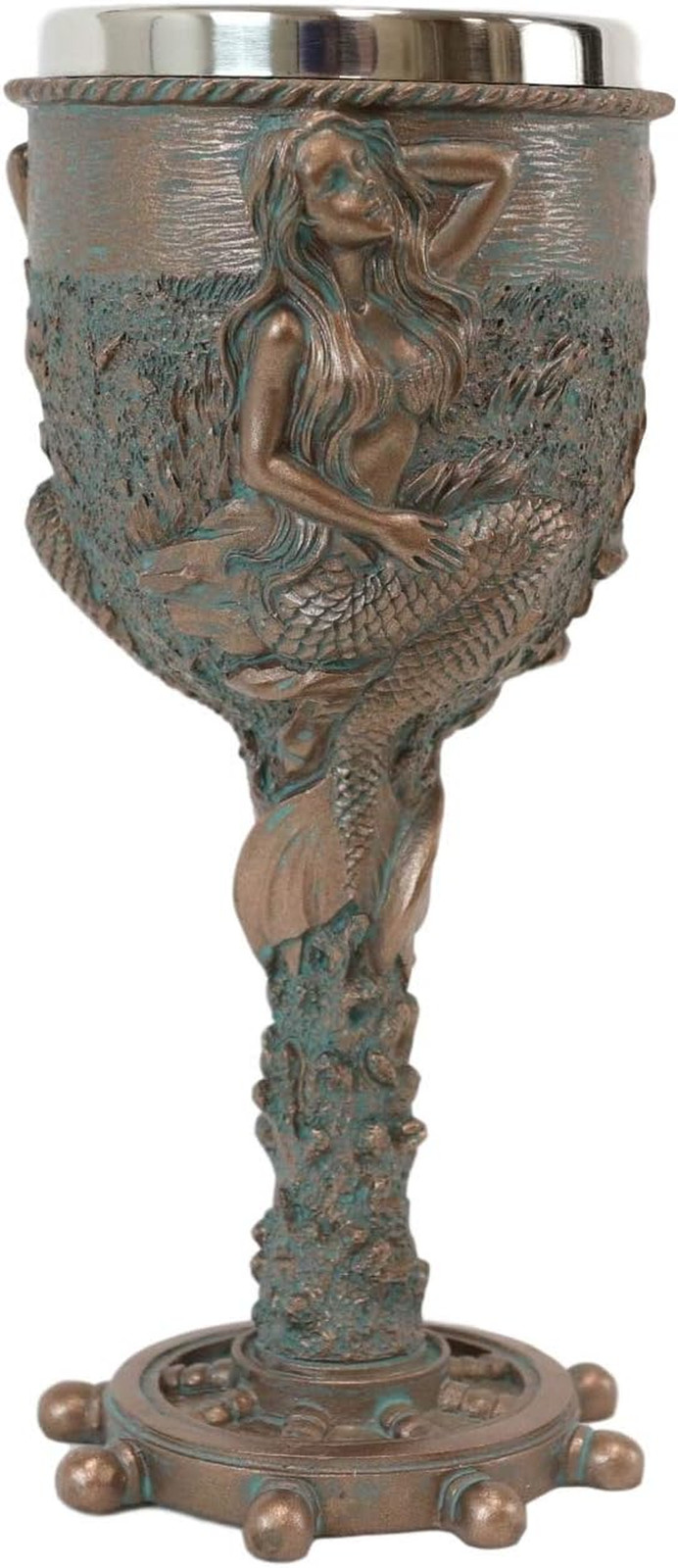 Ebros Nautical Sirens of the Sea Rustic Mermaid Maiden by Coral Reef with Ship H