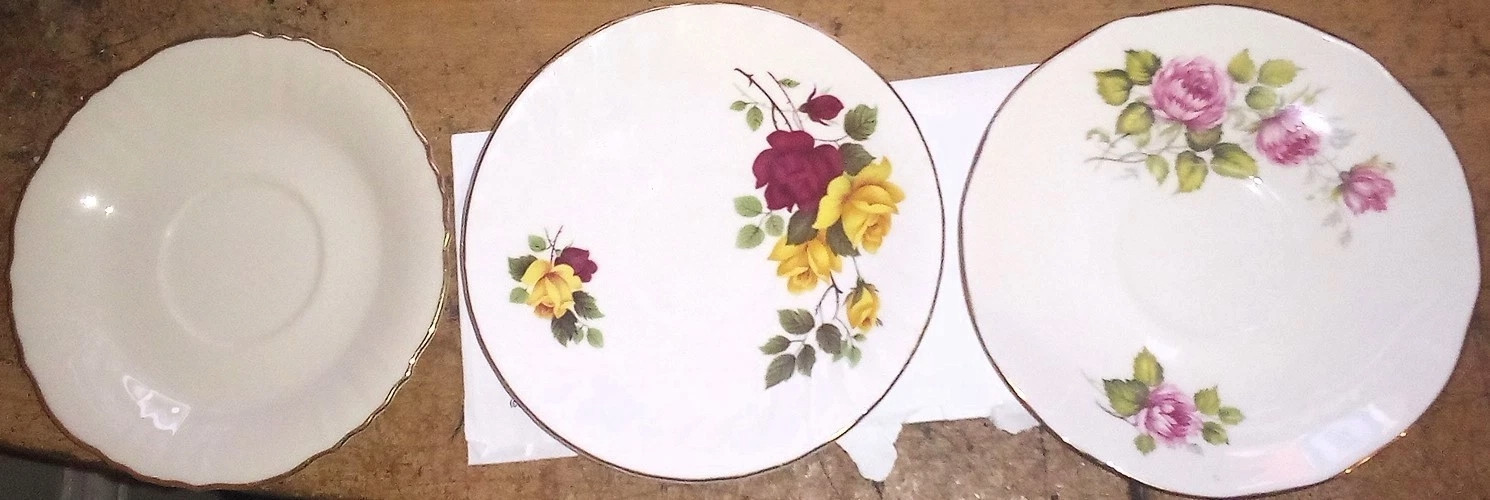 Vintage Lot Of 3 Saucer / Trinket Dishes - Edithe Duchess , Royal Kendall , O.P. Vintage Lot Of 3 Saucer / Trinket Dishes - Edithe Duchess , Royal Kendall , O.P.