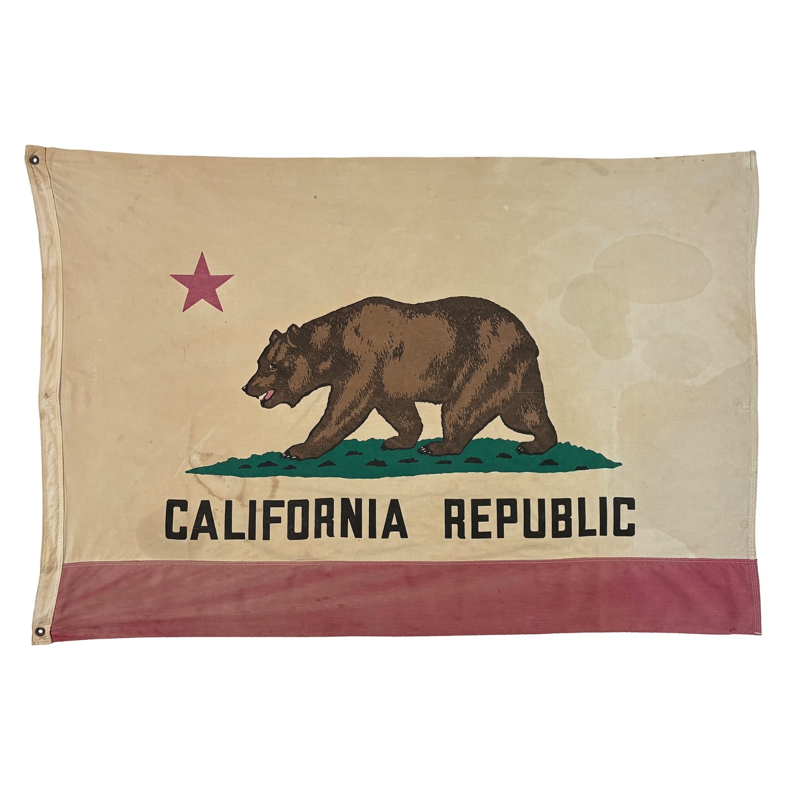 Large Genuine Vintage Cotton California State Bear Flag Cloth American Art Large Genuine Vintage Cotton California State Bear Flag Cloth American Art