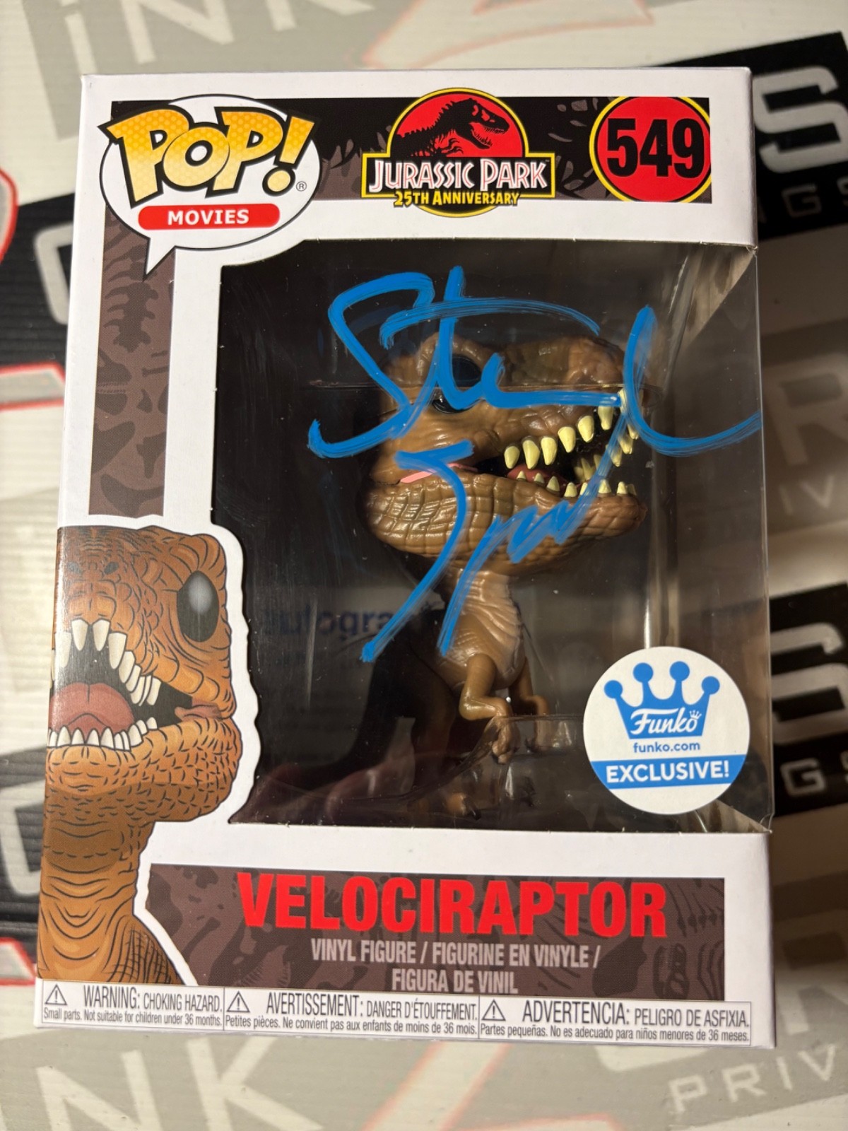 Director Steven Spielberg Signed Velociraptor Funko Pop ACOA - Jurassic Park