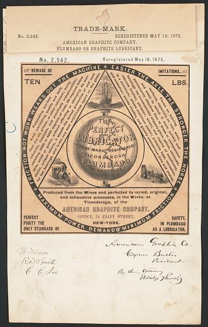 New York NY 1875 American Graphite Co Perfect Lubricator Trade Mark Poster