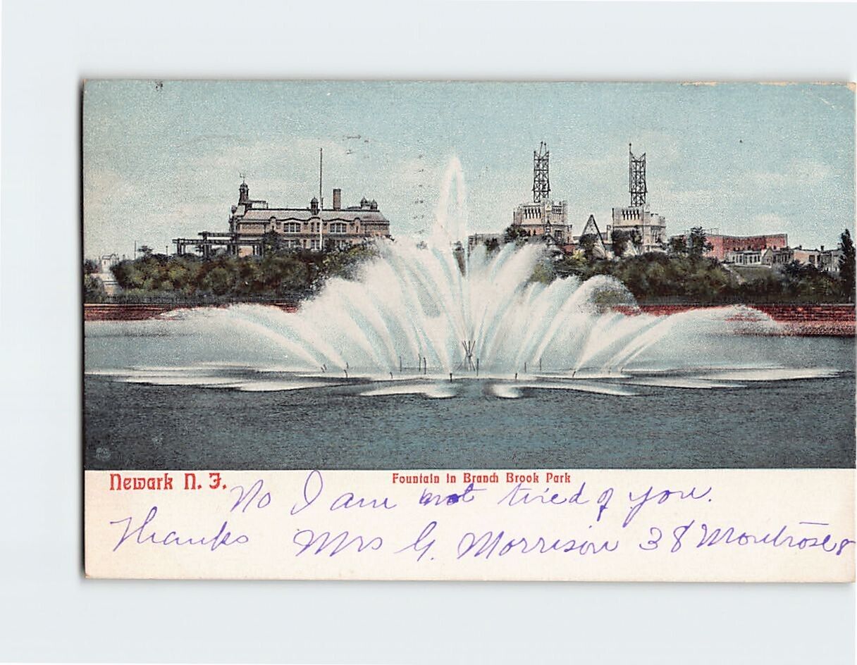 Postcard Fountain in Branch Brook Park Newark New Jersey USA