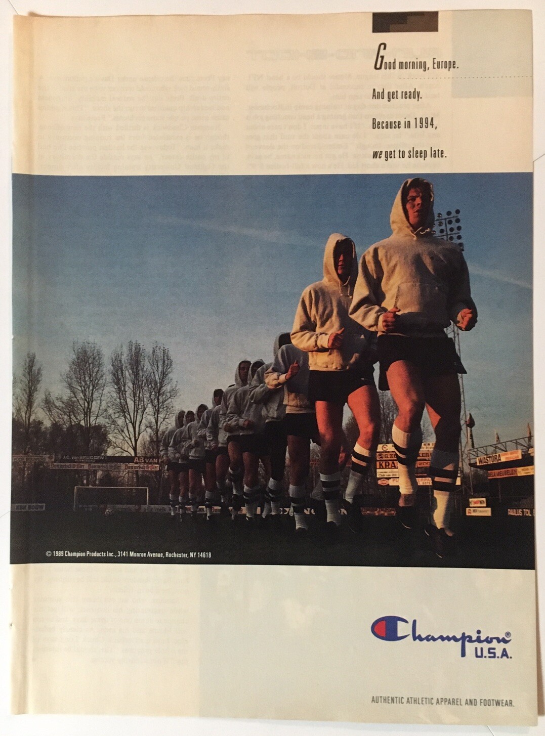 Champion Athletic Apparel 1989 Vintage Print Ad 8x11 Inches Wall Decor