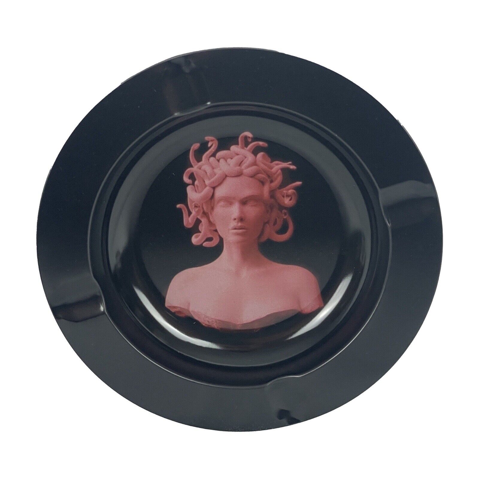 Ashtray “Pink Medusa” 5.5” Circle Metal Tray Tobacco Smoke Accessories