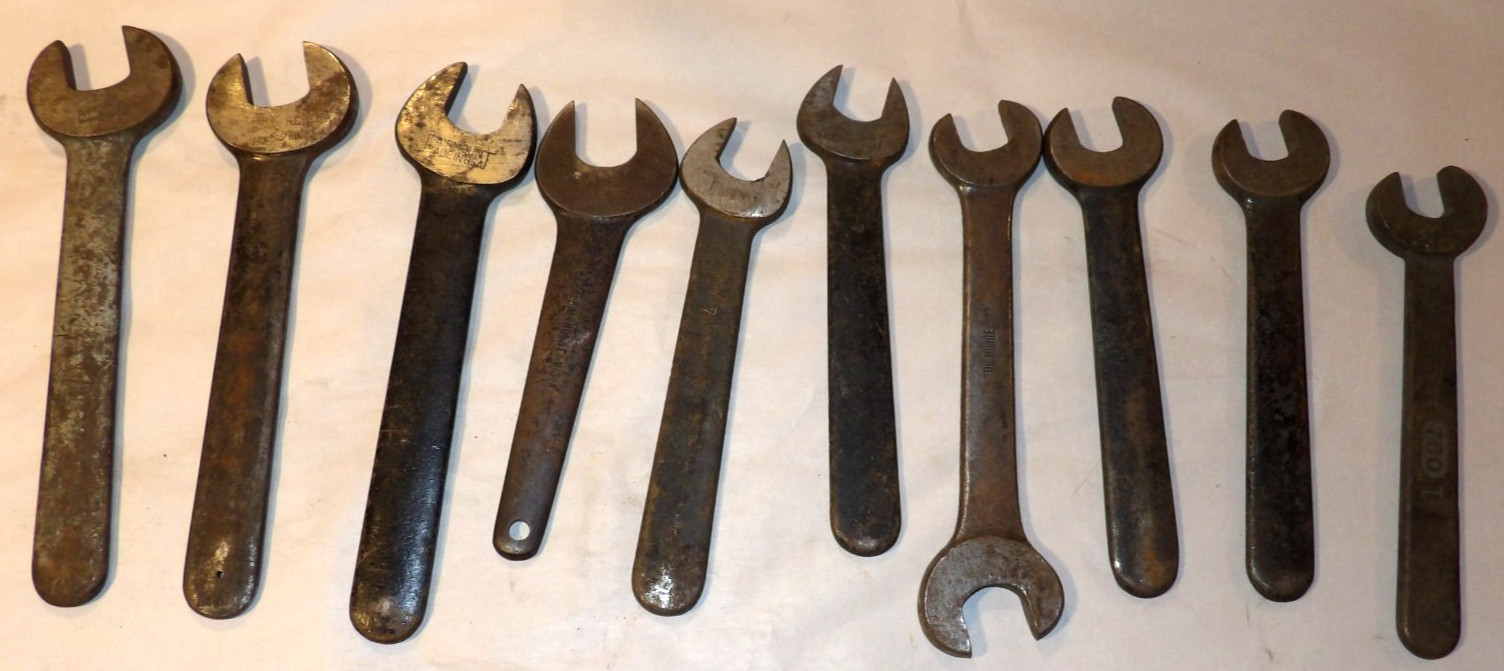 10 VINTAGE MECHANICS/MACHINISTS OPEN END WRENCHES FAIRMONT/ARMSTRONG/WILLIAMS