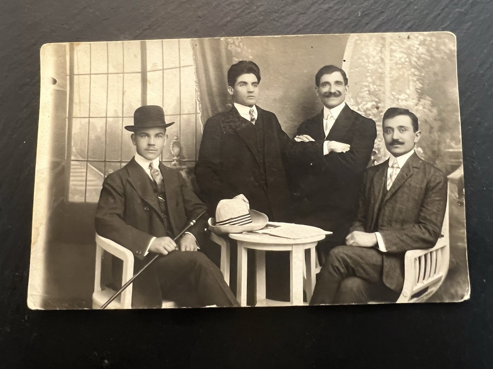 Antique Pre WW2 1912 Wien Vienna Photo Postcard Sharp Men  Cane 