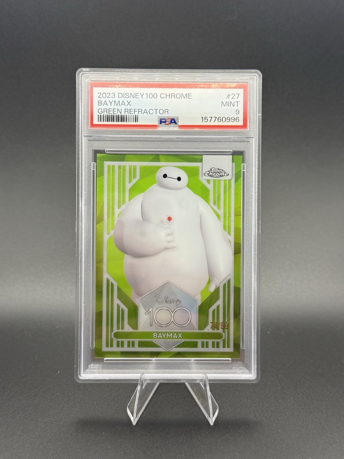 2023 Topps Chrome Disney Baymax #27 Green Refractor /99 - PSA 9