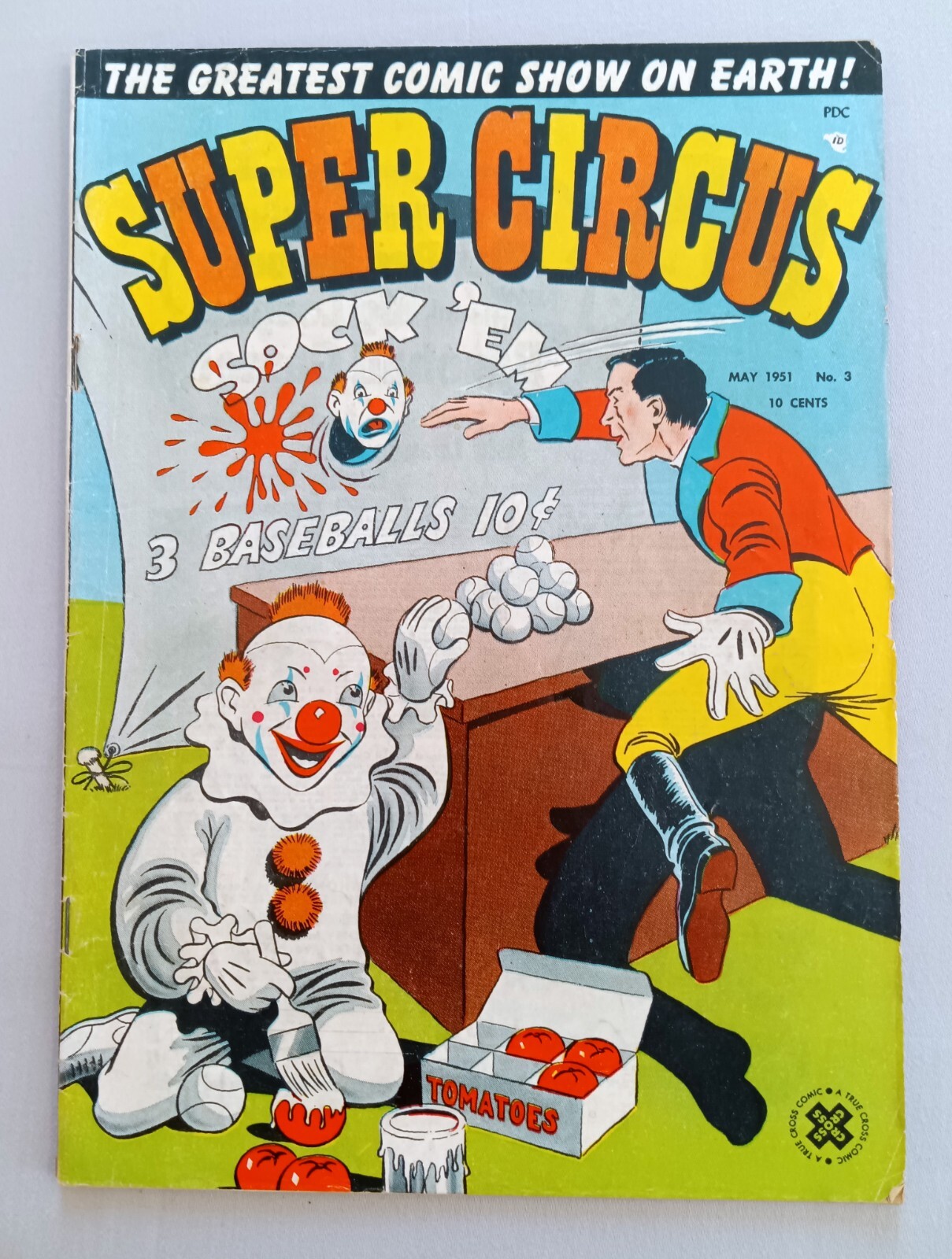 SUPER CIRCUS #3, CROSS PUBLICATIONS, GOLDEN AGE, VG+, 1951