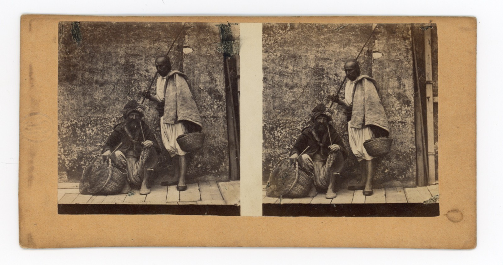 Original Stereoview Photo Algeria 1862 North Africa Two Men on Street