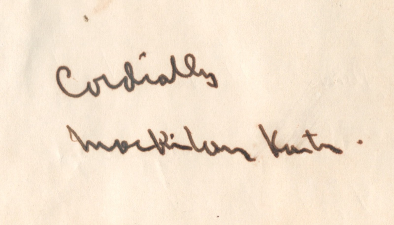 Mackinlay Kantor. Pulitzer Prize author. Andersonville. Signed 5x3 sheet.