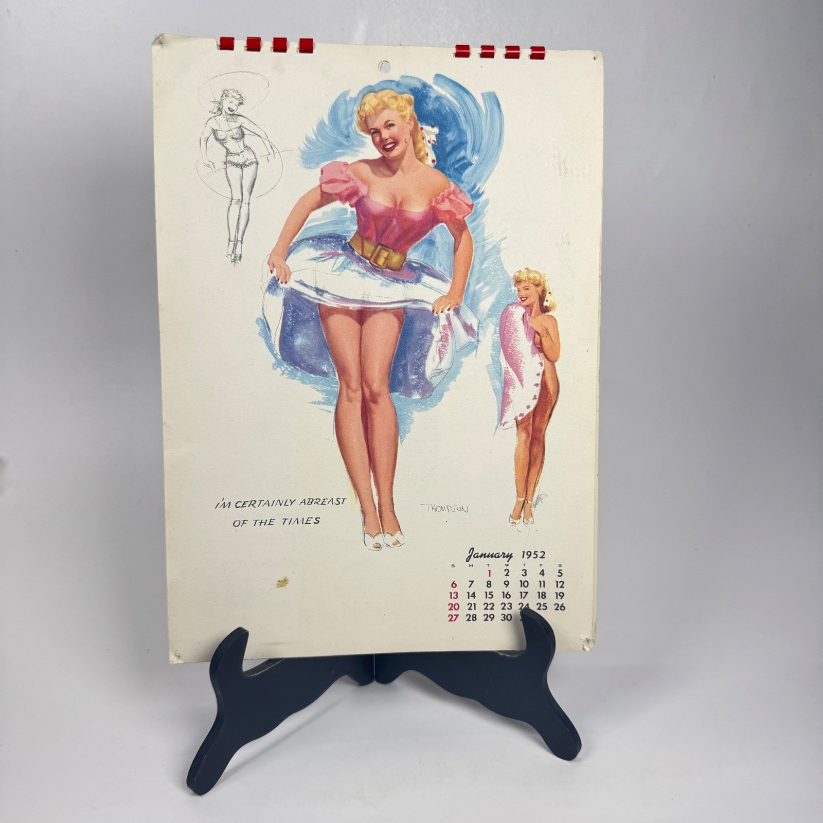 Complete 1952 Esquire Pin-Up Calendar Thompson Art Original Vintage 9x12 GUC