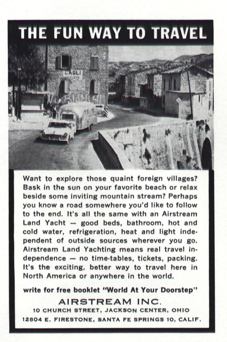 1961 Airstream: Quaint Foreign Villages Vintage Print Ad
