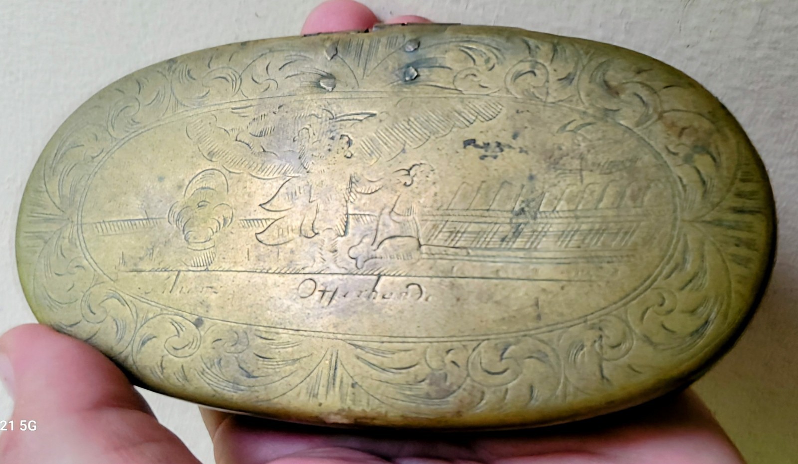 RARE Antique Brass Tobacco Snuff Box 16th - 17th Century Abraham w Sword Isaac RARE Antique Brass Tobacco Snuff Box 16th - 17th Century Abraham w Sword Isaac