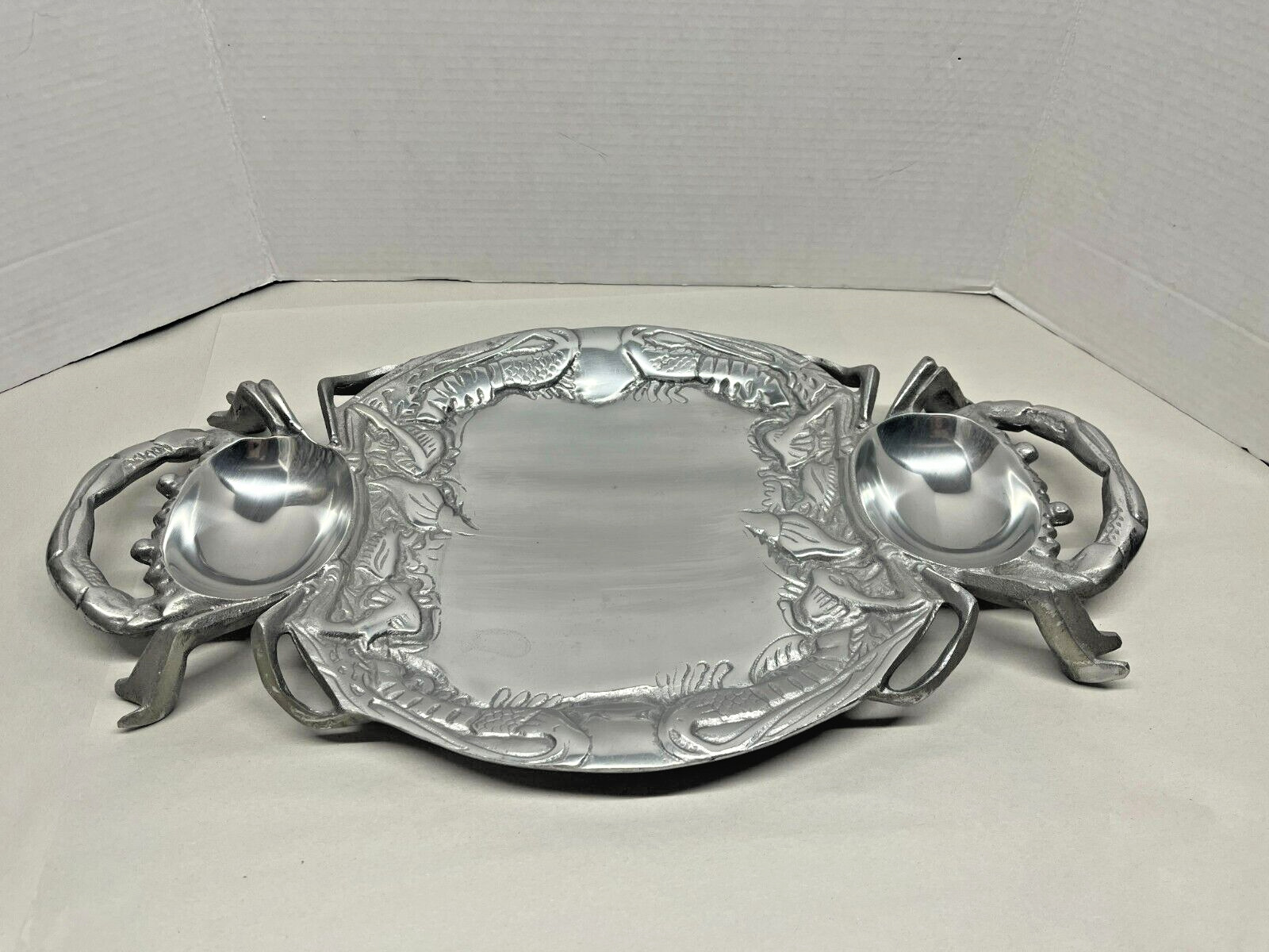 Large Aluminum Crabs Shaped Appetizer Seafood Serving Tray; 21