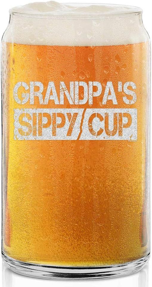 shop4ever® Grandpa\'s Sippy Cup Engraved Beer Can Glass Funny Promoted Clear 