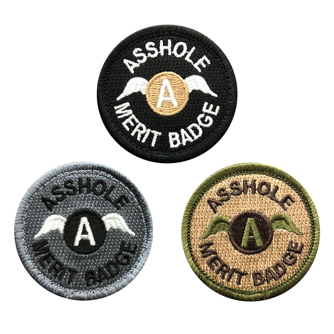 Miltacusa Asshoxx Merit Badge Tactical Hook Patch [3PCS Bundle-2.0 inch Ash234]