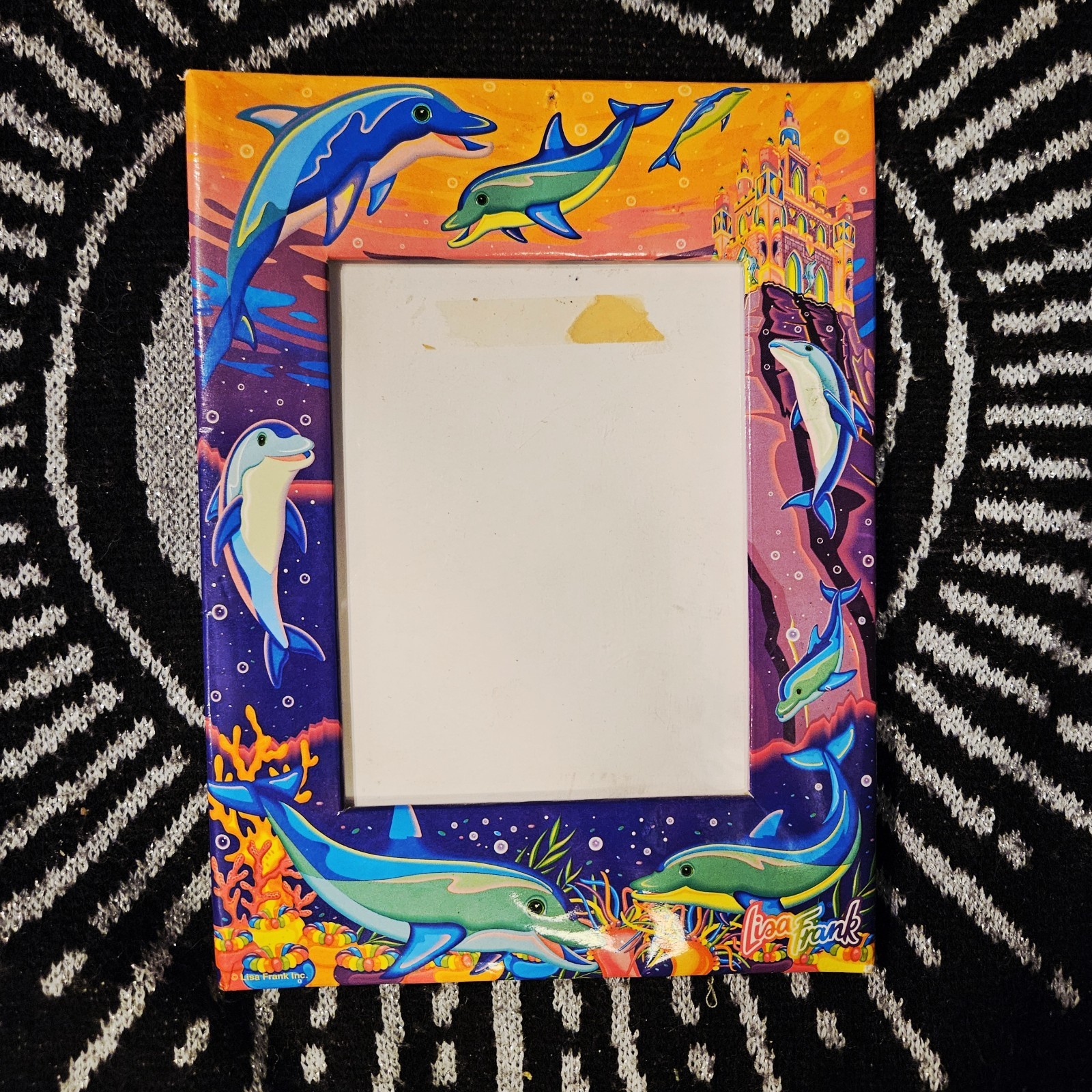 Vintage 90s Lisa Frank Fantasea Castle Dolphins Standing Photo Frame P1103 Rare
