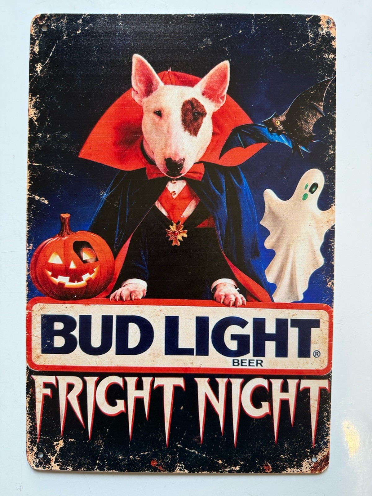 Spuds Mackenzie Bud Light Beer Sign - Halloween Fright Night - Budweiser