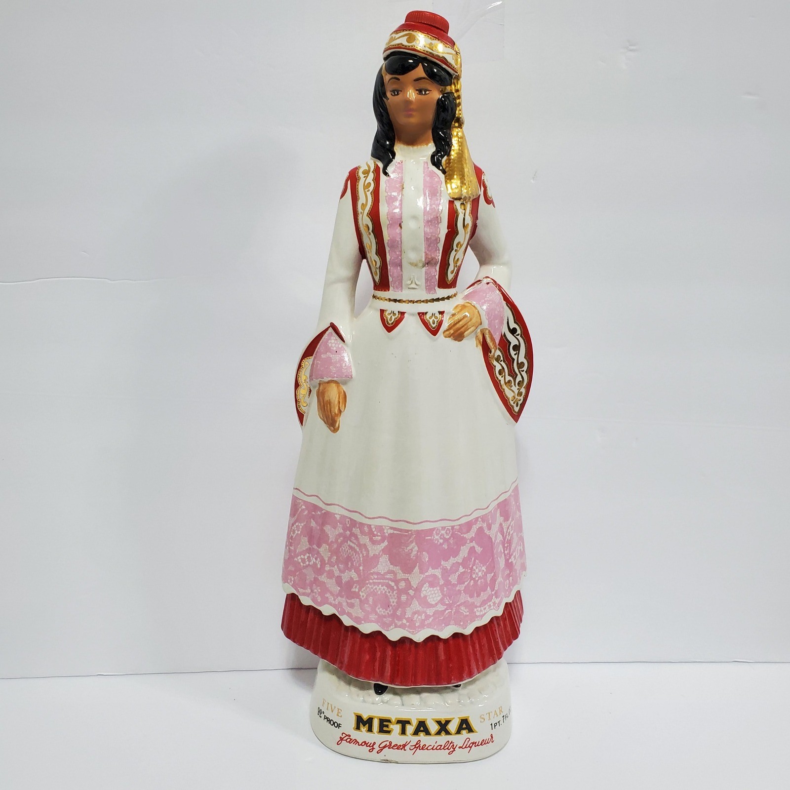 Vintage Metaxa Liqueur Decanter Queen Amalia Figurine 18.5\