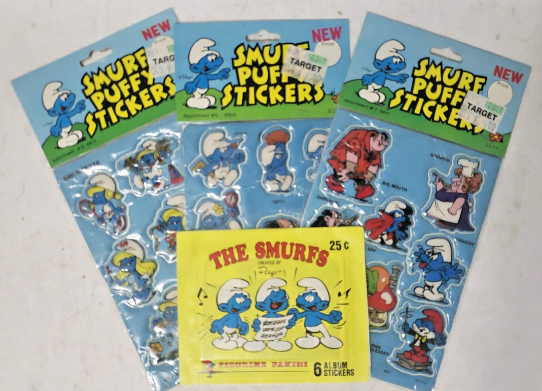 RARE Vintage Smurfs 1981 Smurf Puffy Stickers Sets 6611, 6612, 6609. + Stickers. RARE Vintage Smurfs 1981 Smurf Puffy Stickers Sets 6611, 6612, 6609. + Stickers.