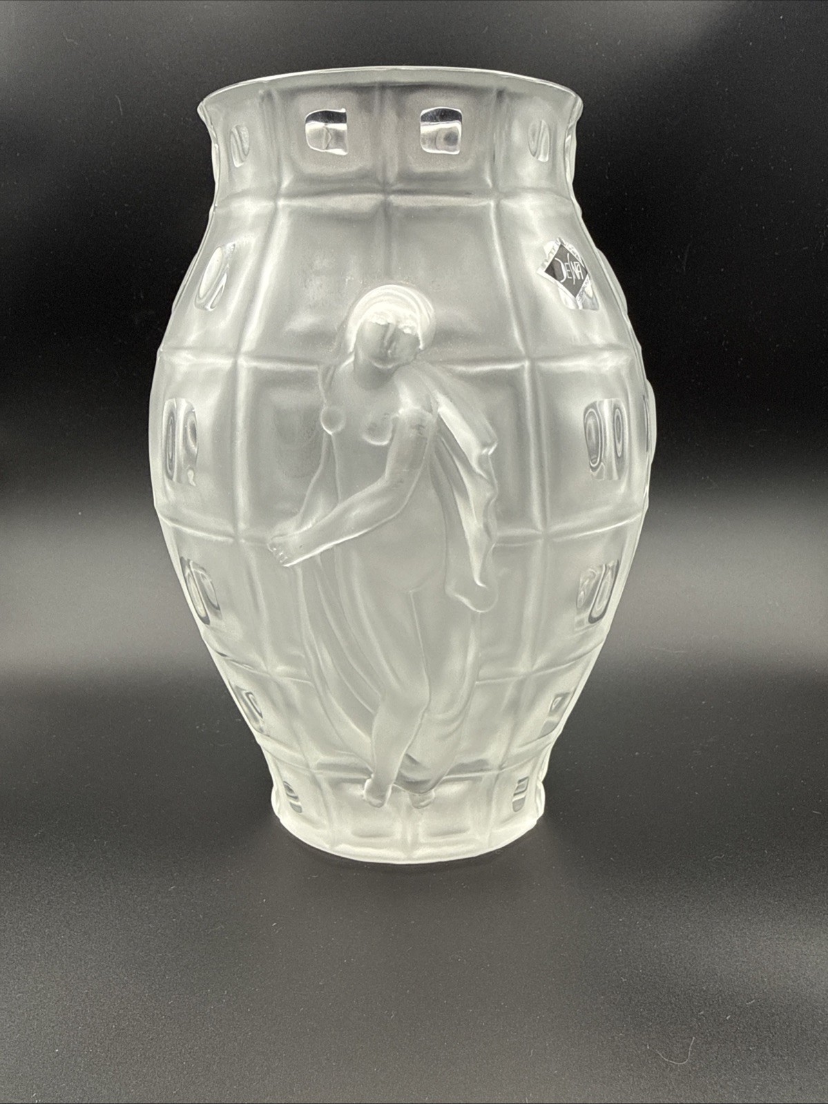 Bohemia Desna Clear Nude 2 Sided Oval Crystal Vase 9.5