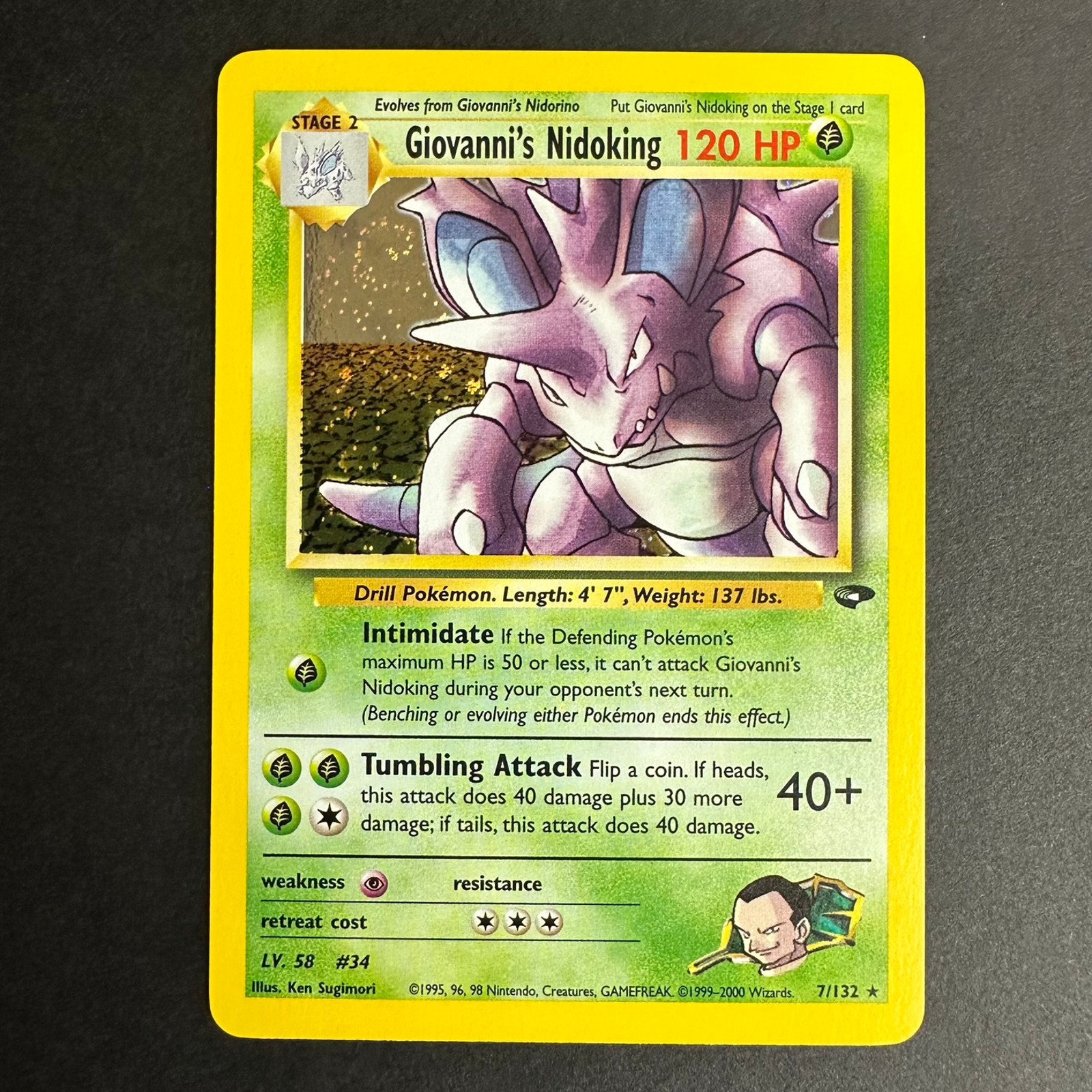 Pokemon TCG Giovanni\'s Nidoking Gym Challenge 007/132 Holo Rare NM/LP SWIRL