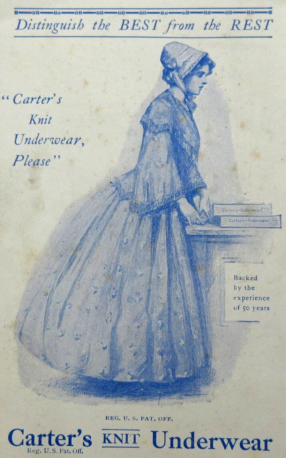 Womens Underwear Carter\'s Advertising Ink Blotter J.F. Hink Berkeley CA 1910-20s