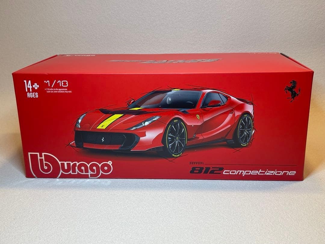 Bburago 1/18 Scale Signature Ferrari 812 Competizione Red / Race Sports Car Die