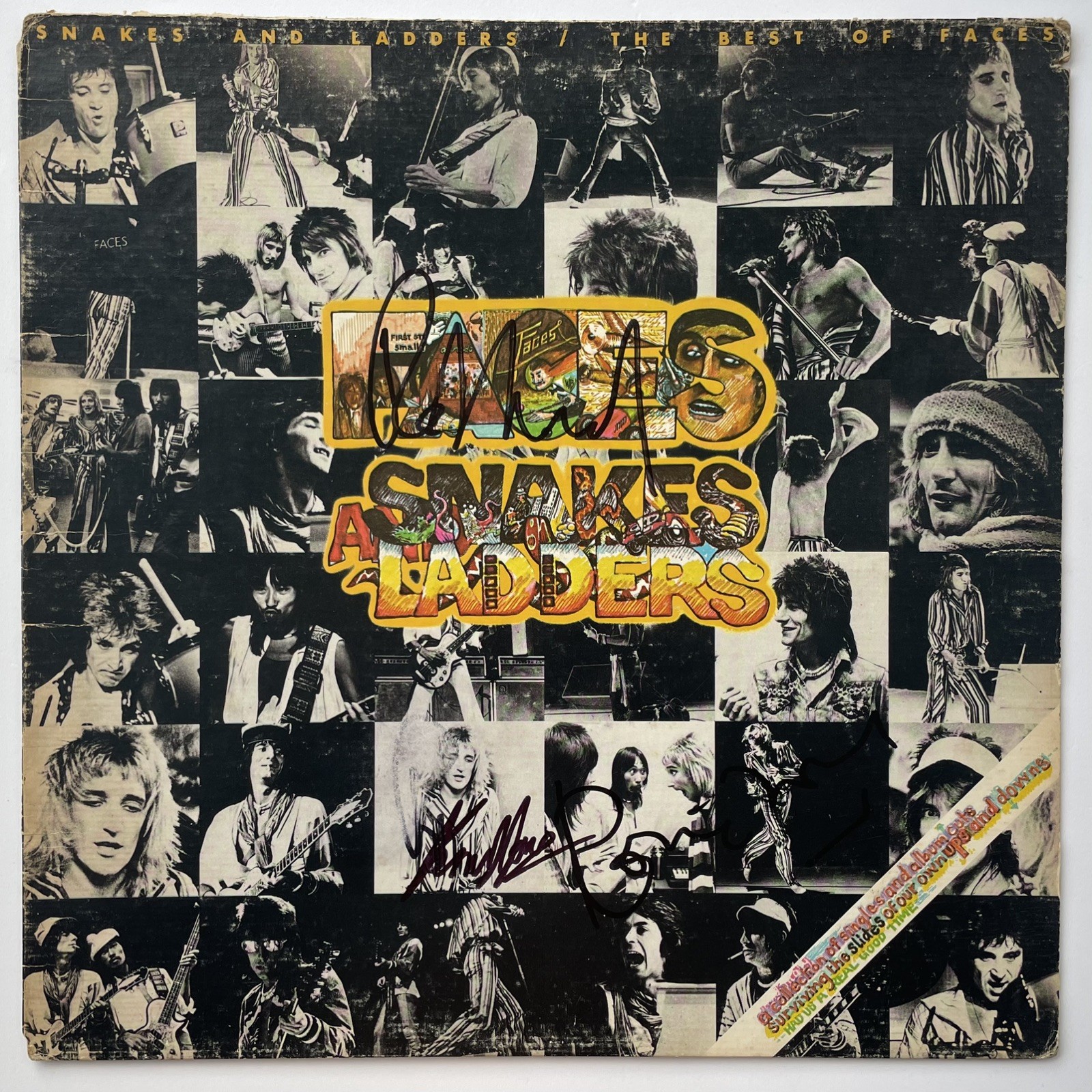 SIGNED ROD STEWART RONNIE WOOD KENNEY JONES FACES SNAKES & LADDERS VINYL RARE