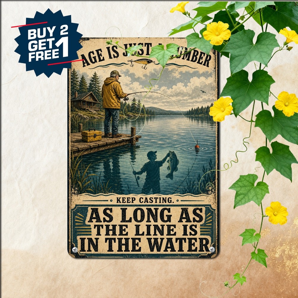 You Don��t Stop Fishing When You Get Old Retirement Sign Metal Tin Plaque Decor