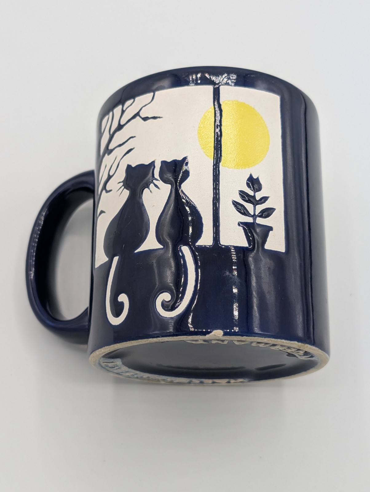 Vintage Waechtersbach Blue Cats In The Window Silhouette Mug W. Germany 12 Oz Vintage Waechtersbach Blue Cats In The Window Silhouette Mug W. Germany 12 Oz