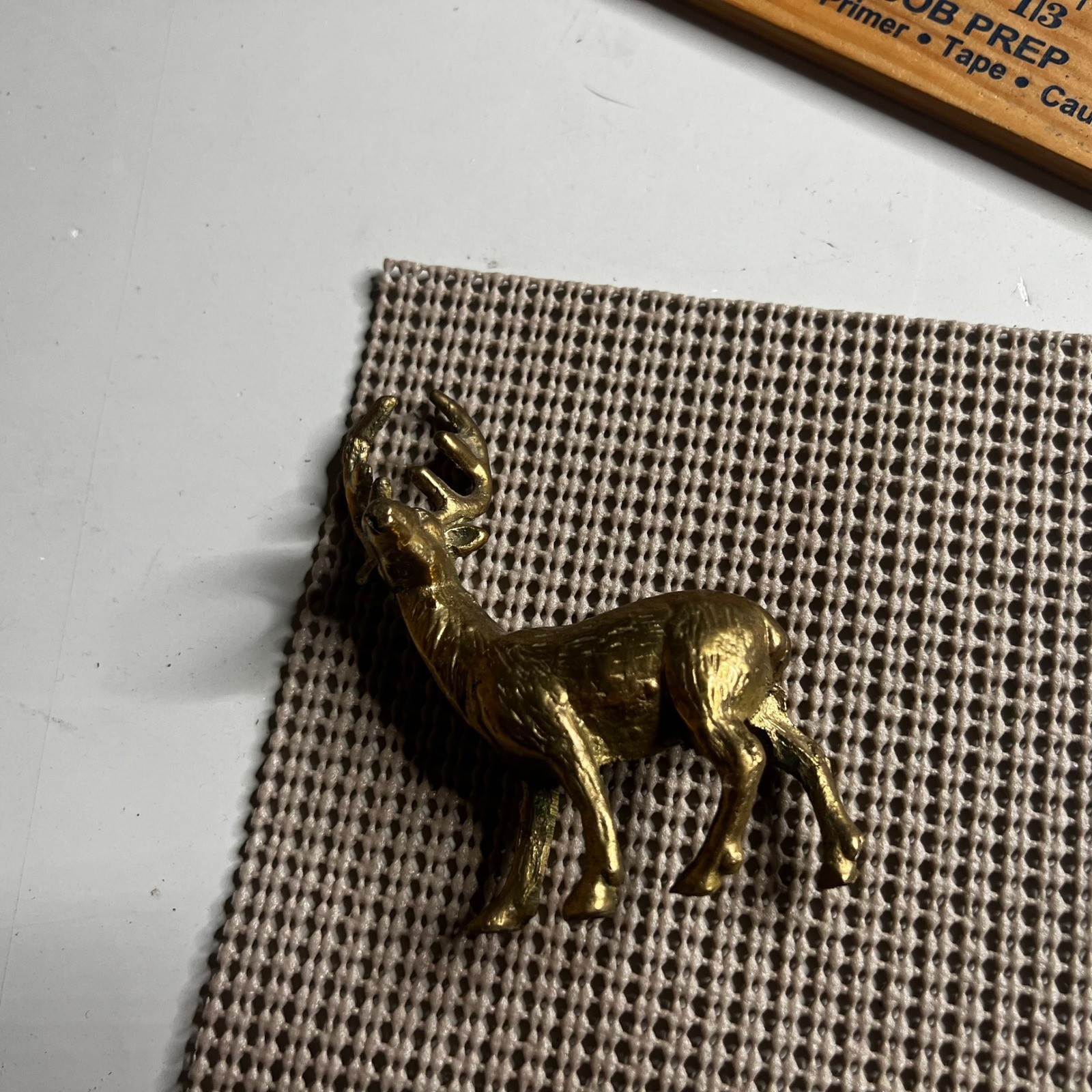 Vintage Solid Brass Deer Figurine Miniature Buck Stag Animal Statue Decor 2.5in